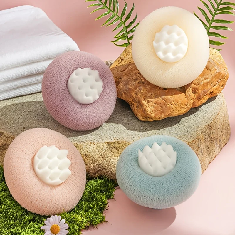 Super Soft Sunflower Suction Cup Bath Ball, 2024 New 2-in-1 Sunflower Bath Ball, Exfoliating Bath Sponge Cleaning Brush With Suction Cup Shower Sponges For Women Men